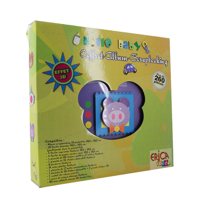 Coffret Naissance Album Scrapbooking - Cochon