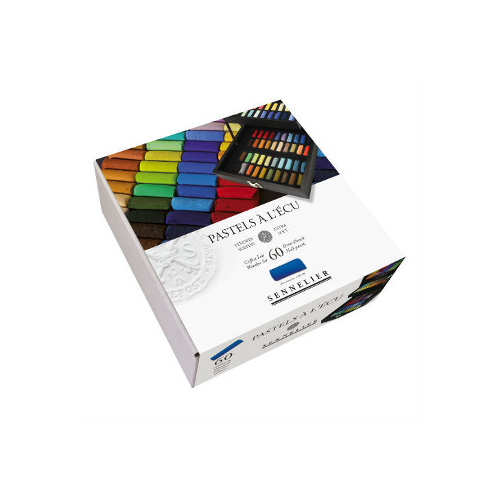 Pastels à l'écu - Sennelier - Boîte de 60 demi-pastels - Coffret en bois