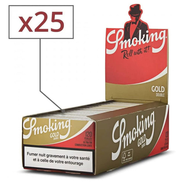 Lot de 25 carnet de 120 feuilles à rouler - Smoking Gold