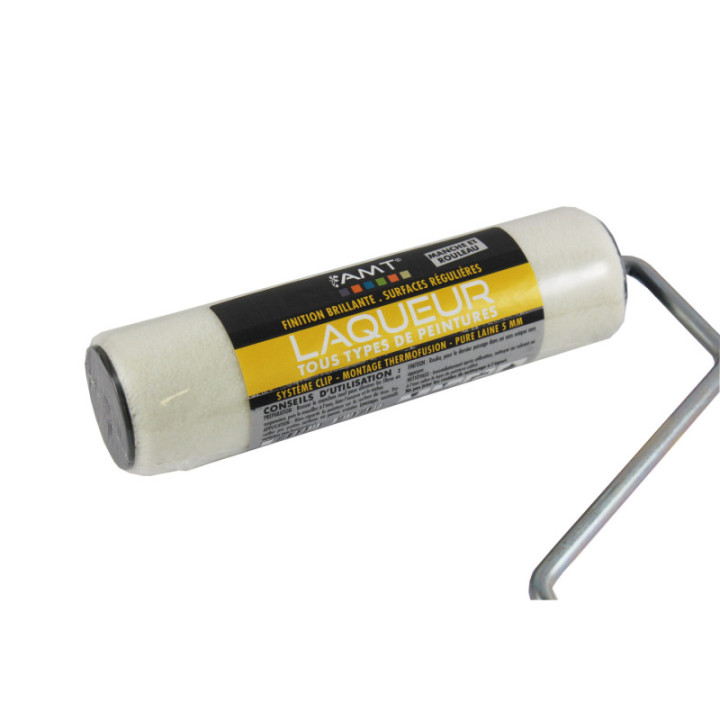 Rouleau Laqueur - 40Mm - Tous Types De Peintures - Pure Laine 5Mm - Manche Et Rouleau - Amt