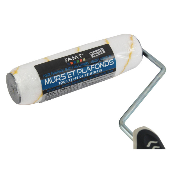 Rouleau Brosse Murs Et Plafonds - 180Mm - Tous Types De Peintures - Fibres Polyamides 12Mm -  Manche Et Rouleau - Amt