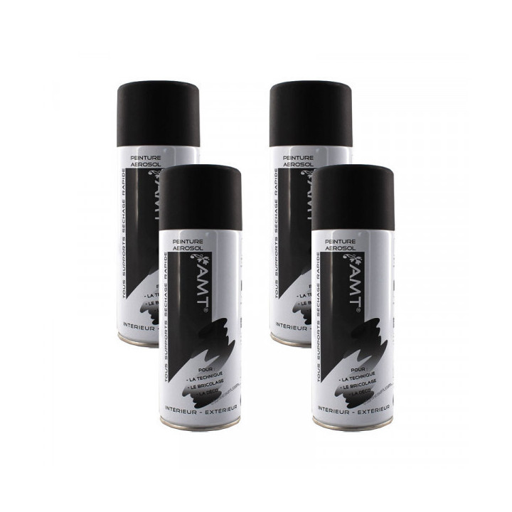 Lot de 4 bombes de peinture - noir mat - Amt
