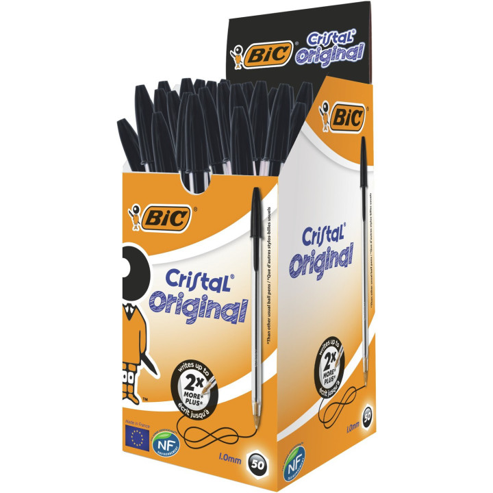 Boite De 50 Bic Cristal Noir
