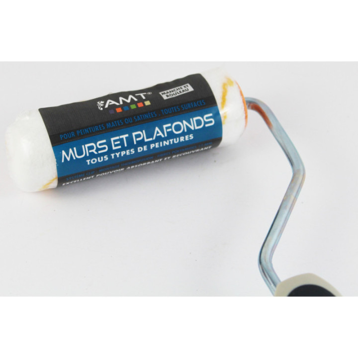 Rouleau Brosse Murs Et Plafonds - 30 Mm - Tous Types De Peintures - Fibres Polyamides 12 Mm -  Manche Et Rouleau - Amt