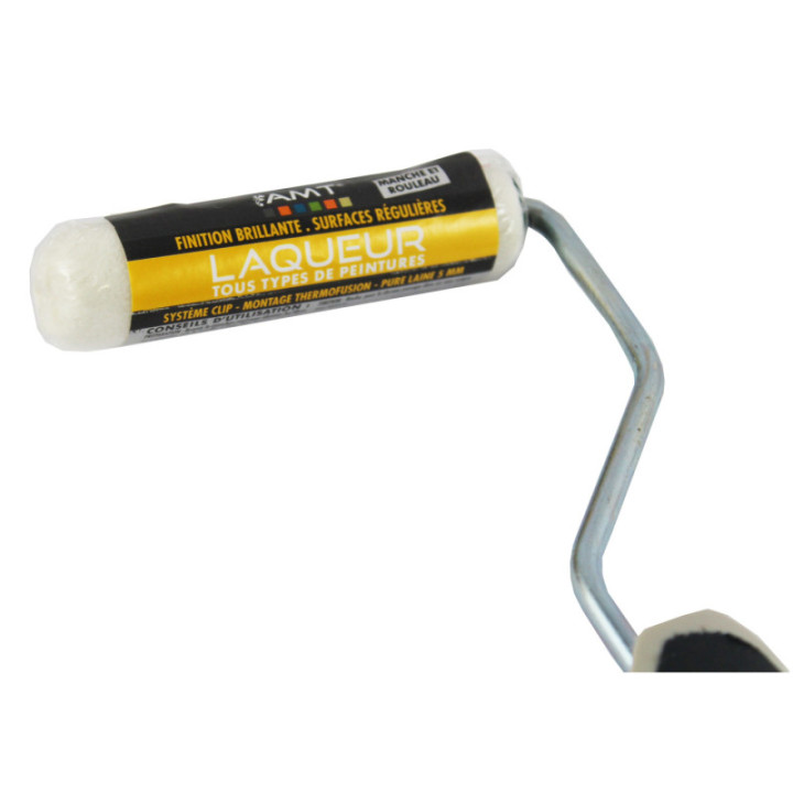 Rouleau Brosse Laqueur - 15Mm - Tous Types De Peintures - Pure Laine 5Mm -  Manche Et Rouleau - Amt