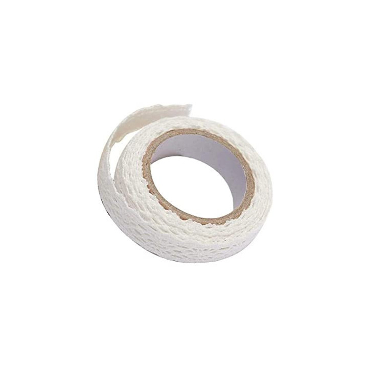 Ruban - Dentelle - Blanc - Adhésif - Loisirs créatifs - 1m x 1,5cm