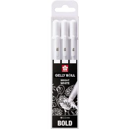 Etui De 3 Stylos Sakura Gelly Basic White - Blanc - 0,5 Mm - Sakura