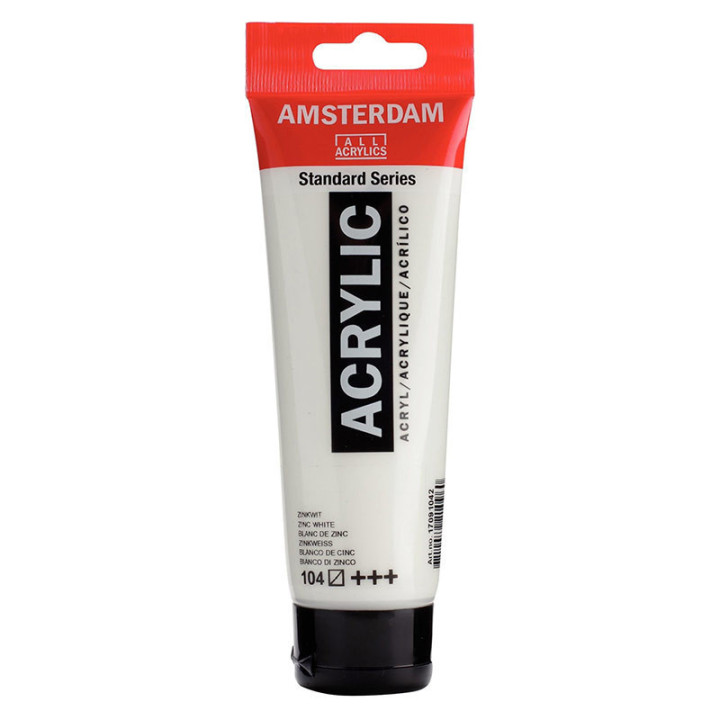 Peinture Acrylique en tube - Blanc de zinc - 104 - Amsterdam - 120ml
