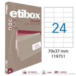 2400 étiquettes - Blanches - 70x37mm - Etibox - Apli - 119751 - Copieur, laser, jet d'encre