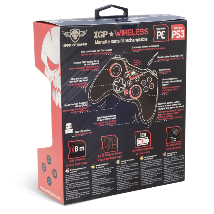 Manette De Jeu Sans Fil Pour Playstation 3 Et Pc - Spirit Of Gamer