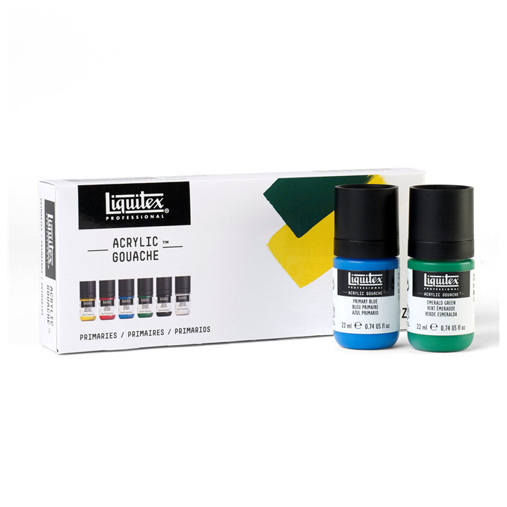 Gouache acrylique - Mate - Liquitex - 6 couleurs - Flacons 22ml - Beaux-arts
