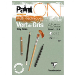 Bloc - A5 - Multi techniques - Vert - 30 feuilles - 250g - Clairefontaine - Paint'On