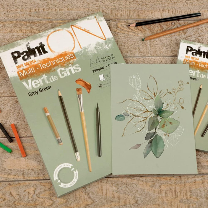 Bloc - A4 - Multi techniques - Vert - 30 feuilles - 250g - Clairefontaine - Paint'On