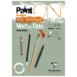 Bloc - A3 - Multi techniques - Vert - 30 feuilles - 250g - Clairefontaine - Paint'On