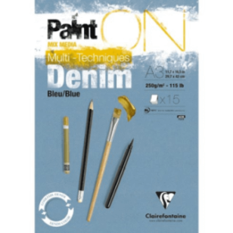 Painton Bleu Denim Bloc Collé 15F A3 250G - Clairefontaine
