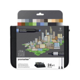 Feutres - Promarker - Pochette 24 couleurs - Architecture - Winsor et Newton