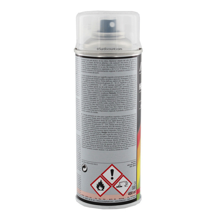 Bombe peinture Vernis haute température - transparent -  Motip