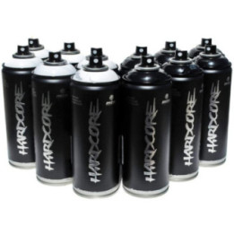 Lot 12 Bombes Peinture Mtn Hardcore Noir Et Blanc