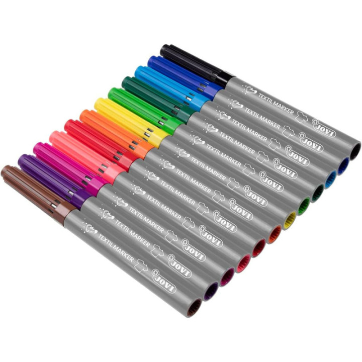 Feutres - Permanent - Tissus - Vêtements - 12 couleurs - Jovi