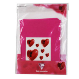Enveloppes - 114x162mm - Rose - Inclus gommettes cœur - Courrier - Clairefontaine