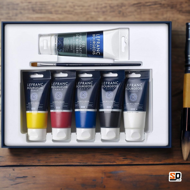 Coffret Peinture Acrylique de 5 tubes + tablier + Gel - Lefranc & Bourgeois