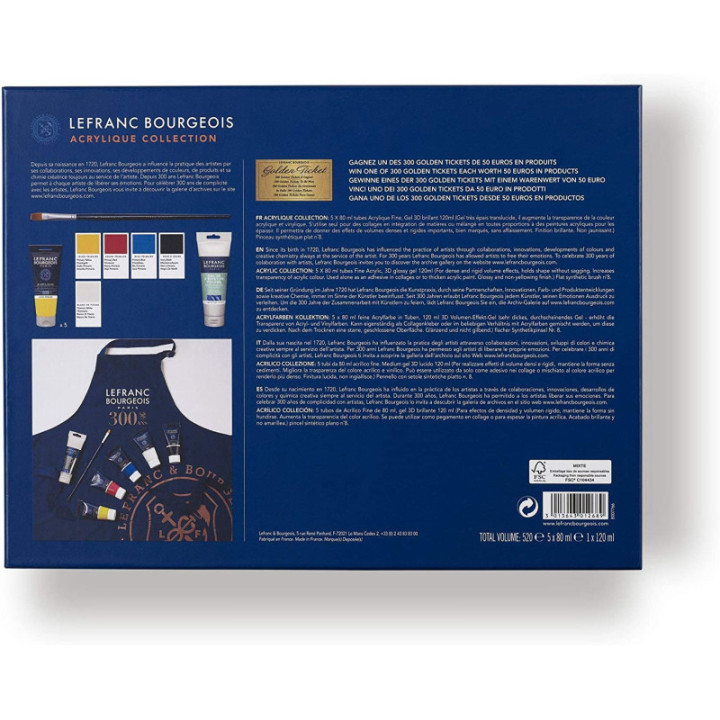 Coffret Peinture Acrylique de 5 tubes + tablier + Gel - Lefranc & Bourgeois