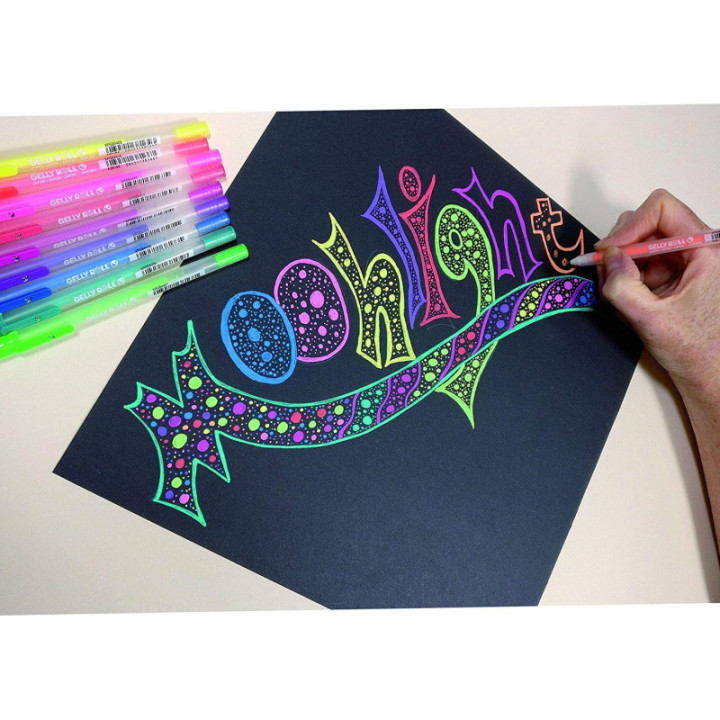 24 stylos - Encre gel métallisé et fluo - Sakura Gelly Roll - Couleurs clair de lune