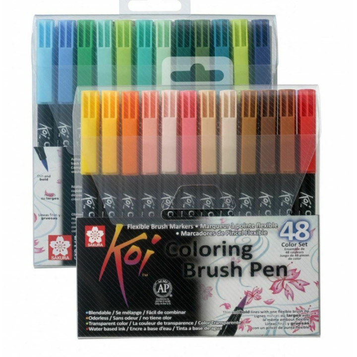 Feutres - Pointe pinceaux - 48 couleurs - Sakura - Koi coloring brush pen