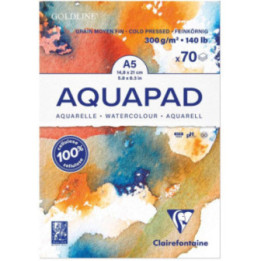 Bloc - Aquarelle - A5 - Grain moyen fin - 70 feuilles - 300g - Clairefontaine - Aquapad