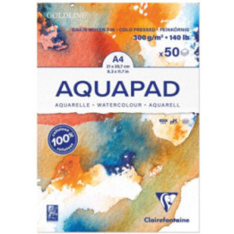 Bloc - Aquarelle - A4 - Grain moyen fin - 50 feuilles - 300g - Clairefontaine - Aquapad