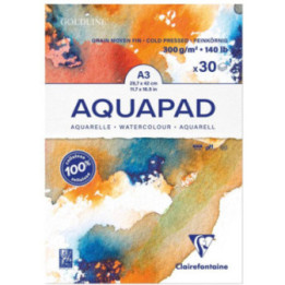 Bloc - Aquarelle - A3 - Grain moyen fin - 30 feuilles - 300g - Clairefontaine - Aquapad