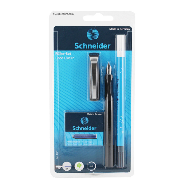 Lot Stylo Plume + Effaceur + Cartouches - Schneider
