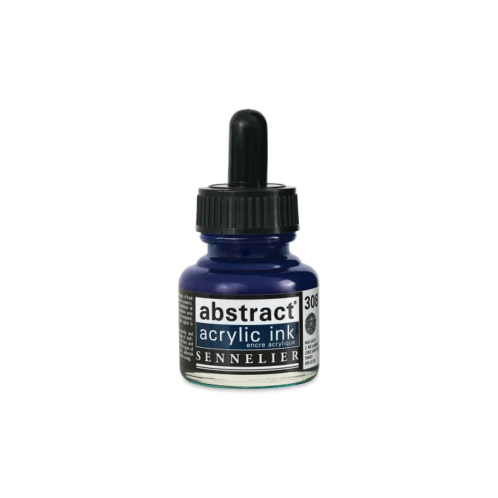 Encre - Acrylique - Bleu Indigo - 308 - Sennelier - Flacon 30ml - Beaux-arts