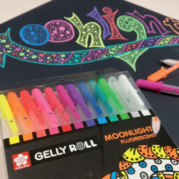 12 stylos - Encre gel - Sakura Gelly Roll - Moonlight Fluorescent - Dessin