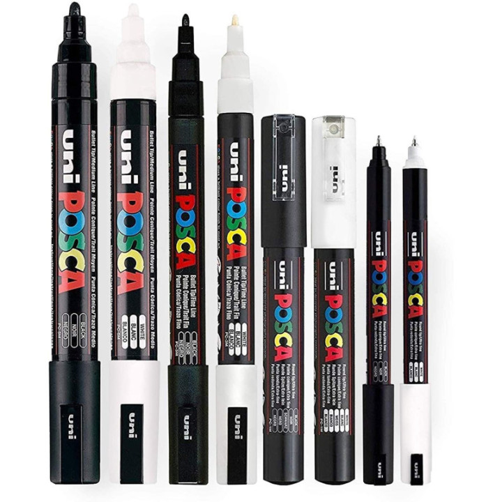Lot de 8 marqueurs Posca PC-1MR  | pointe extra-fine calibrée