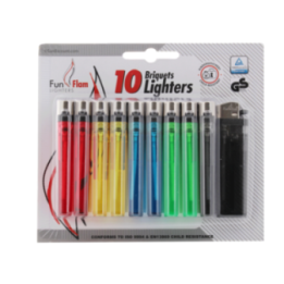 Lot de 10 Briquets - Translucides - Fun Flam