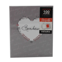 Album photos - 16x13 cm - 100 photos 10x15cm - 100 pages - Couverture grise bonheur