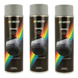 Lot de 3 bombes de peinture - Apprêt - Gris - Motip
