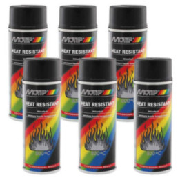Lot de 6 bombes de peinture haute température - noir - Motip