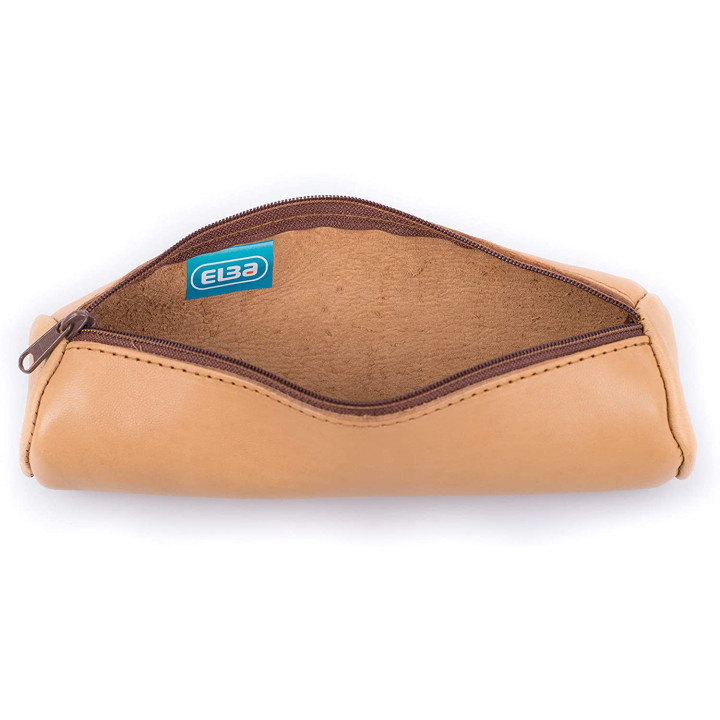 Trousse fourre-tout ronde 6 x 21 cm cuir véritable Elba