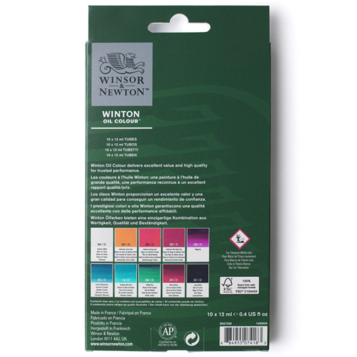 Set initiation peinture à l'huile - 10 tubes - Winsor & Newton