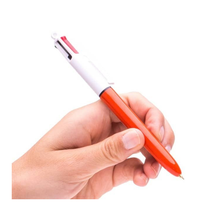 Stylo bille - 4 couleurs - Pointe fine - Bic - Corps orange