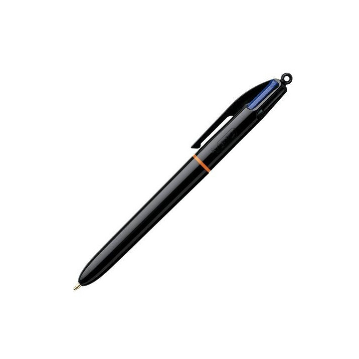 Stylo bille - 4 couleurs - Pointe moyenne - Bic - Corps noir