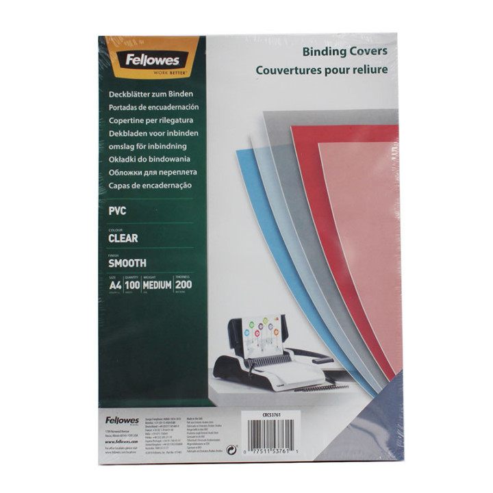 Couvertures pour reliure - A4 - Plastique transparent - Fellowes
