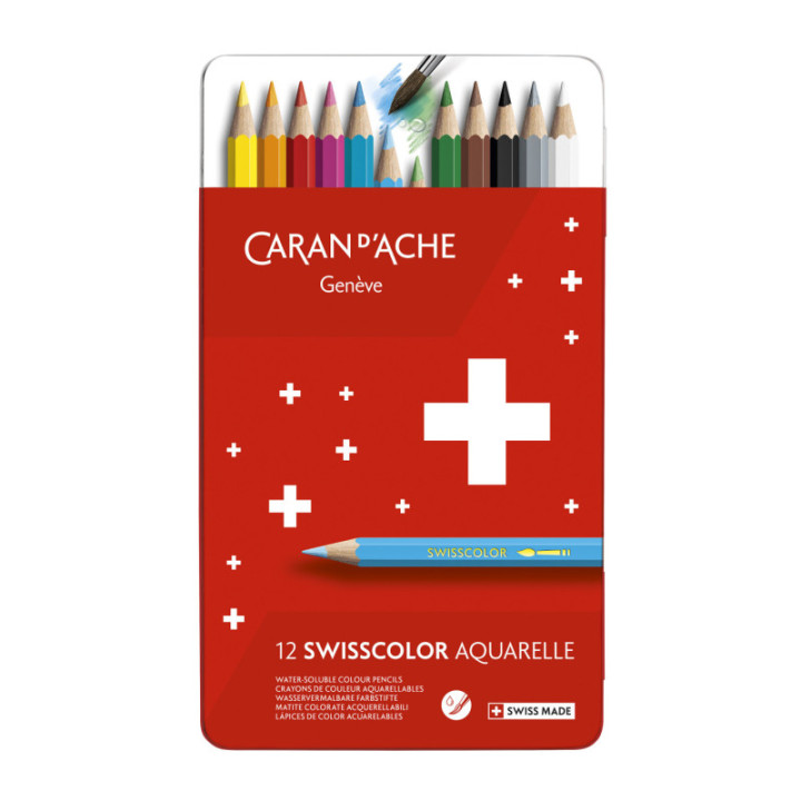 Boite de 12 crayons de couleur aquarellables - Caran d'Ache