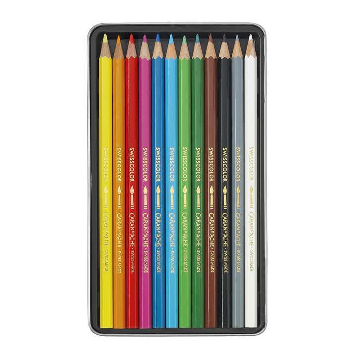 Boite de 12 crayons de couleur aquarellables - Caran d'Ache