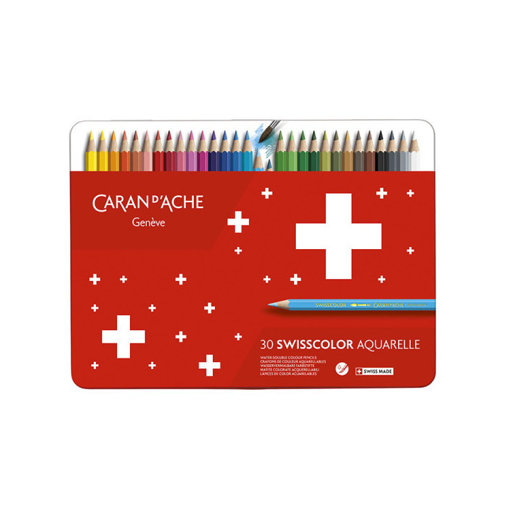 Boite de 30 crayons de couleur aquarellables - Caran d'Ache