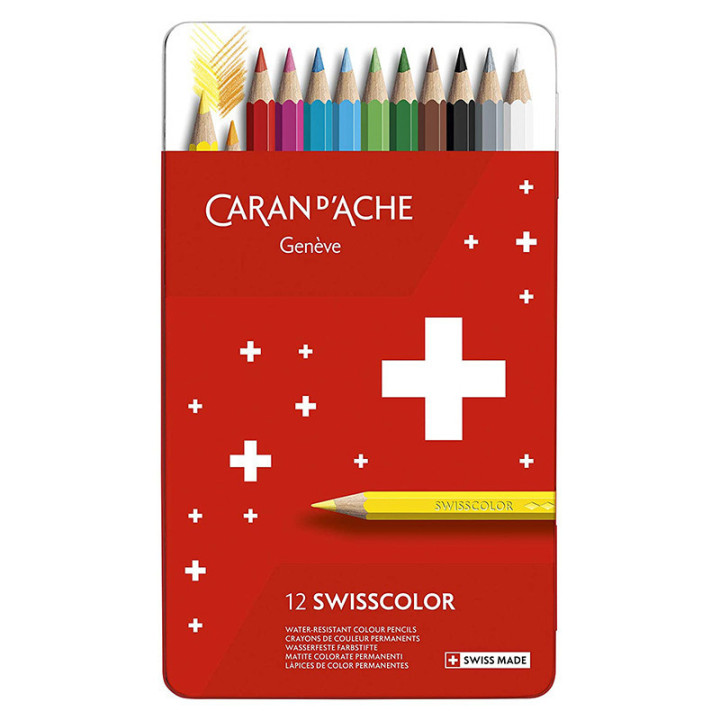 Boite de 12 crayons de couleur permanents - Caran d'Ache