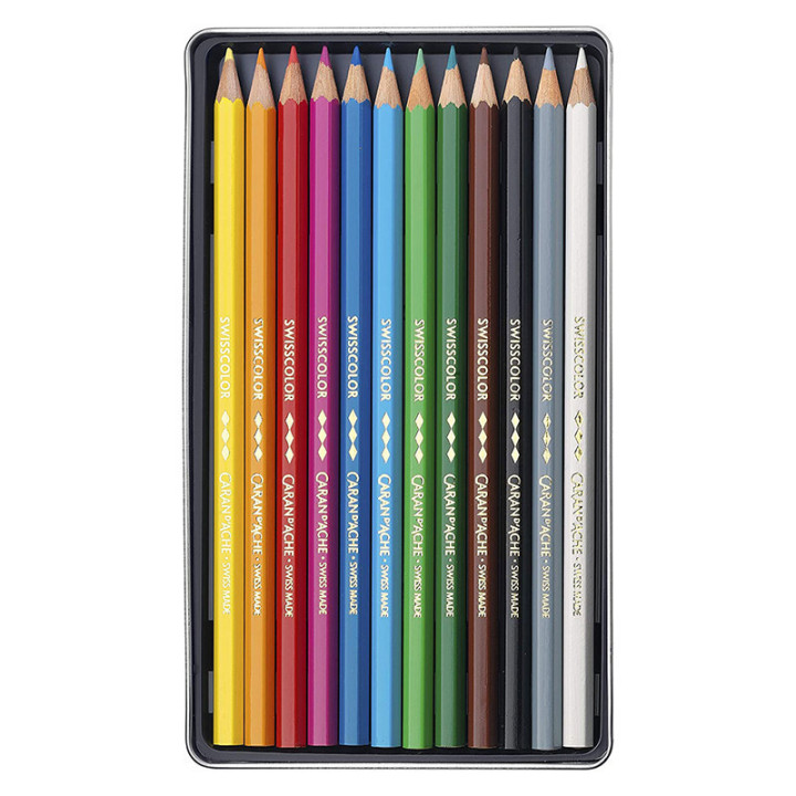 Boite de 12 crayons de couleur permanents - Caran d'Ache