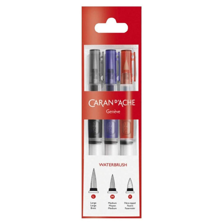Lot de 3 pinceaux à réservoir d'eau - Caran d'Ache